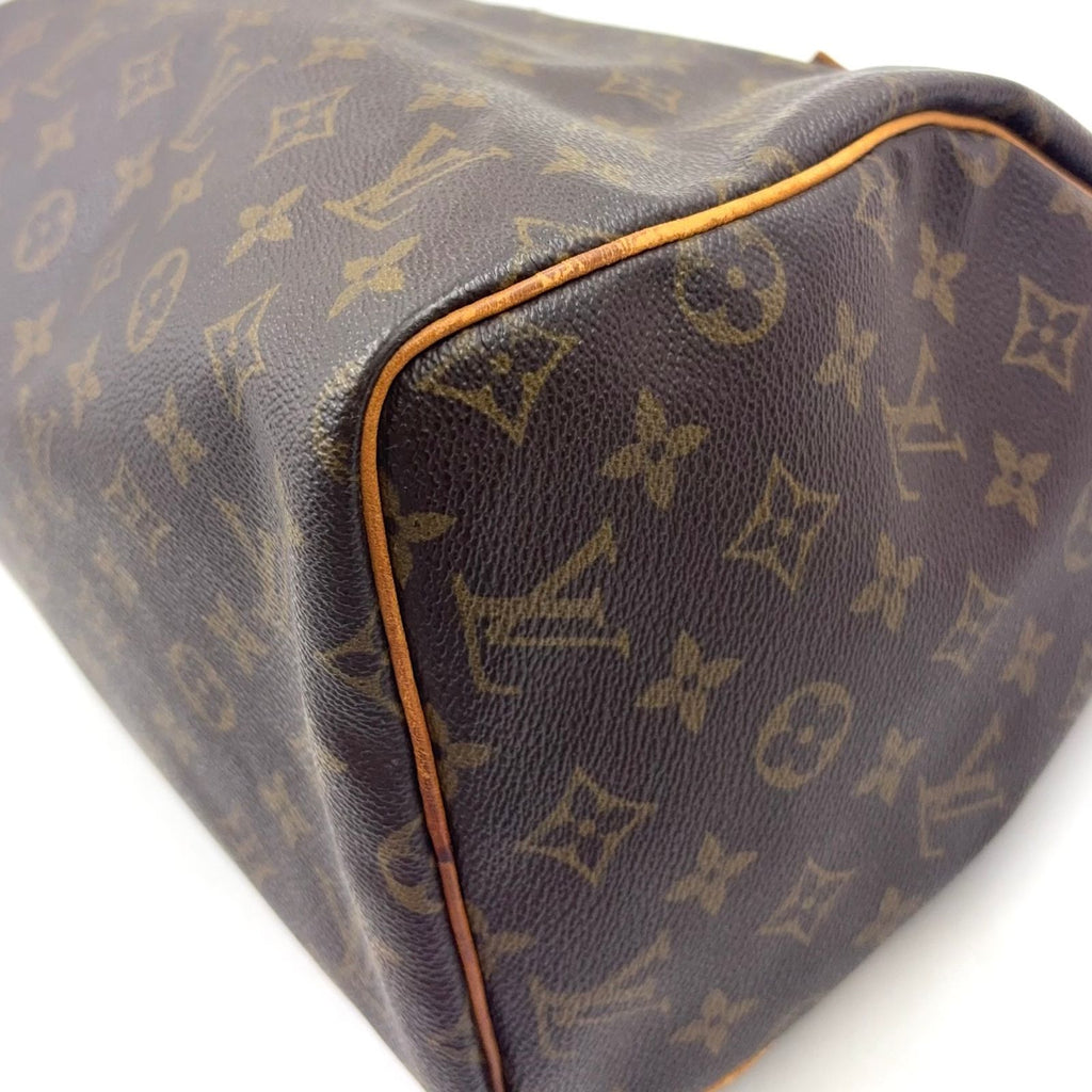 Louis Vuitton Speedy 30 Monogram Leather Brown Handbag Gold — view 8
