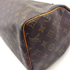 Louis Vuitton Speedy 30 Monogram Leather Brown Handbag Gold — view 8
