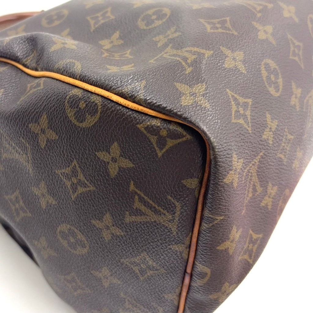 Louis Vuitton Speedy 30 Monogram Leather Brown Handbag Gold — view 9
