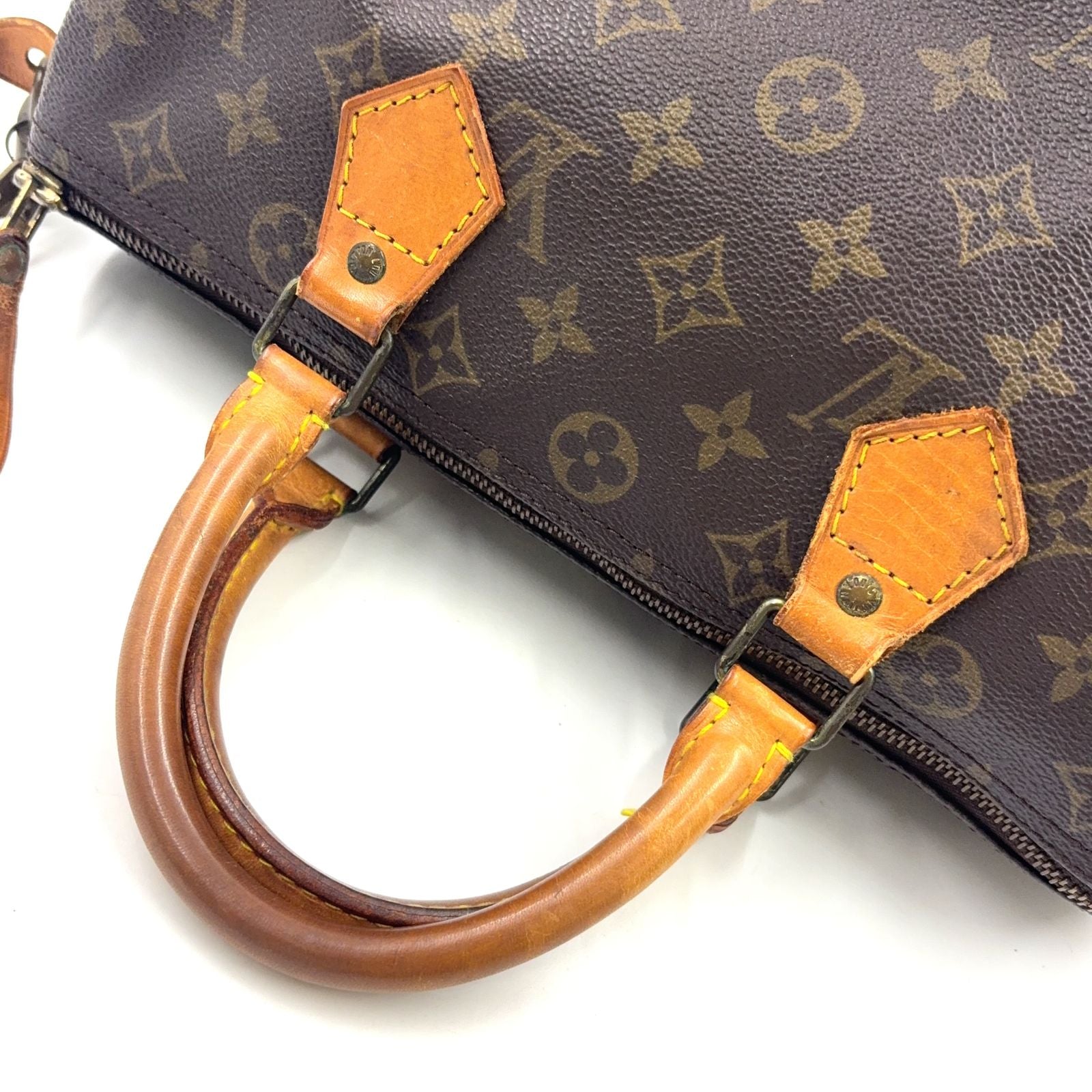 Louis Vuitton Speedy 30 Monogram Leather Brown Handbag Gold — view 5