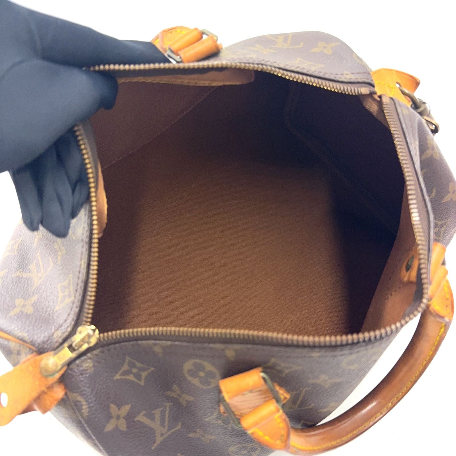 Louis Vuitton Speedy 30 Monogram Leather Brown Handbag Gold — view 3