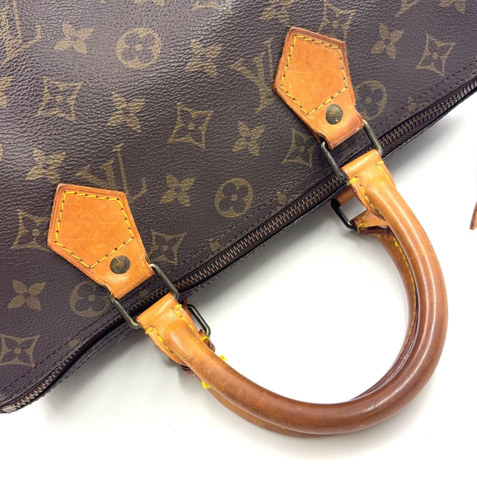 Louis Vuitton Speedy 30 Monogram Leather Brown Handbag Gold — view 6