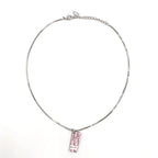 Dior Trotter Metal Enamel Silver Pink Necklace — view 3