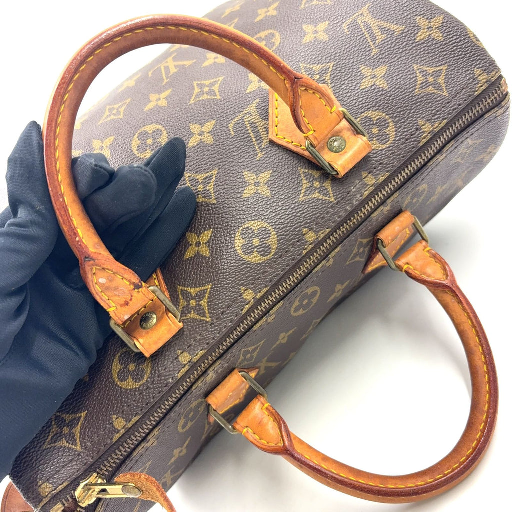 Louis Vuitton Speedy 30 Monogram Leather Brown Handbag Gold — view 7