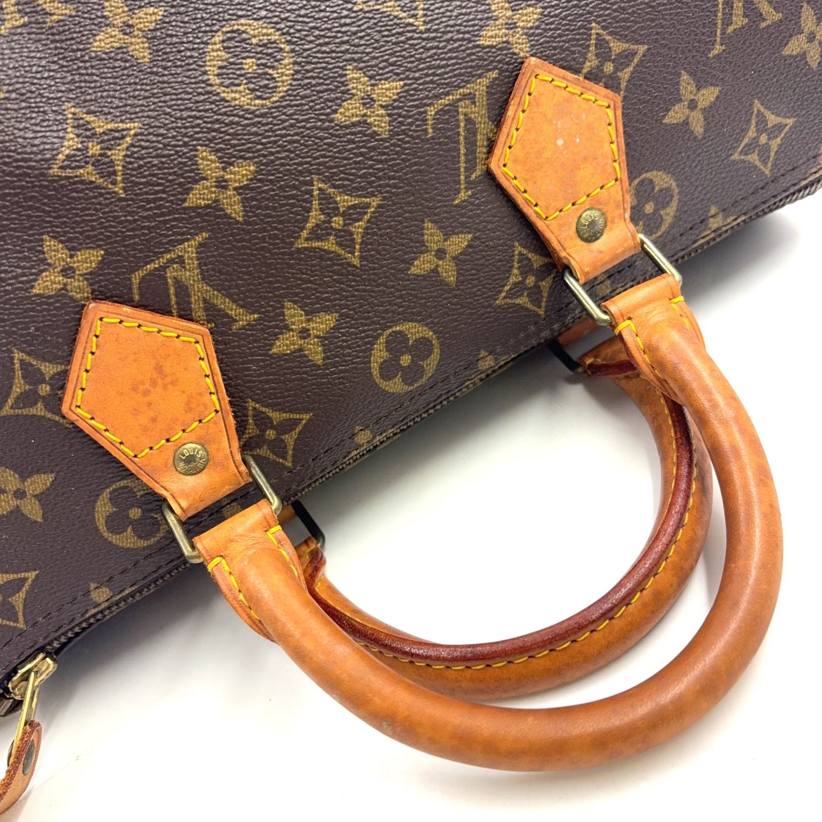 Louis Vuitton Speedy 30 Monogram Leather Brown Handbag Gold — view 6
