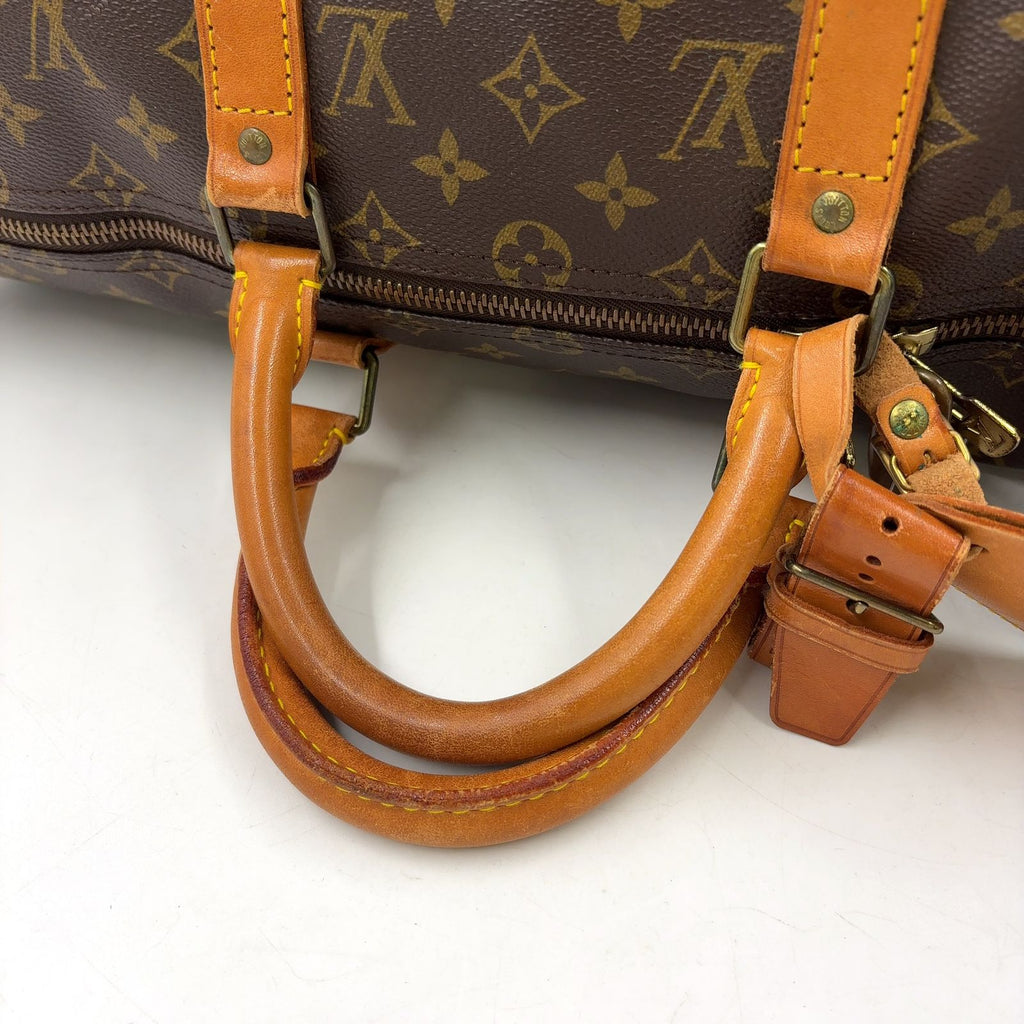 Louis Vuitton Keepall 50 Monogram Leather Brown Boston Bag Gold — view 5
