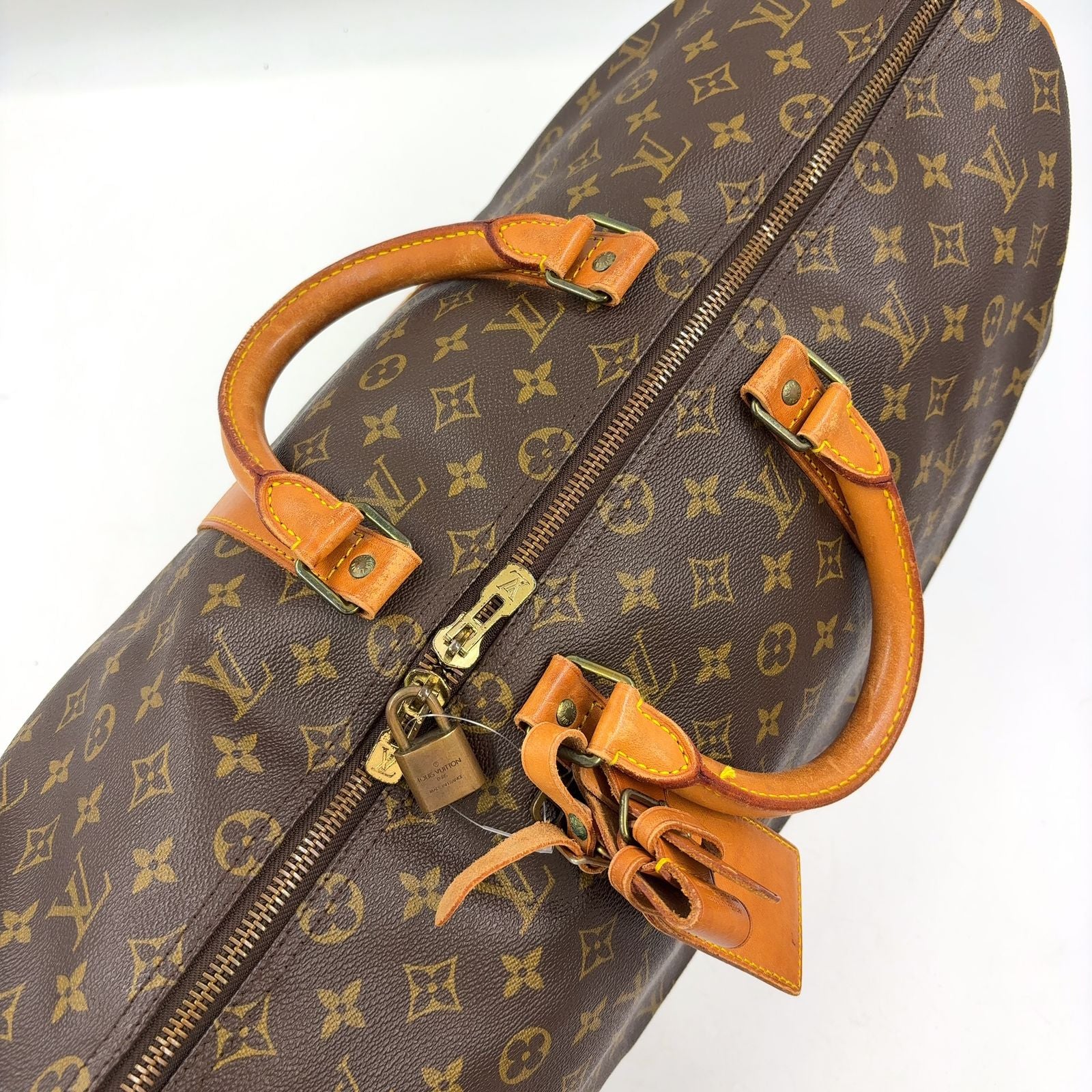 Louis Vuitton Keepall 50 Monogram Leather Brown Boston Bag Gold — view 7