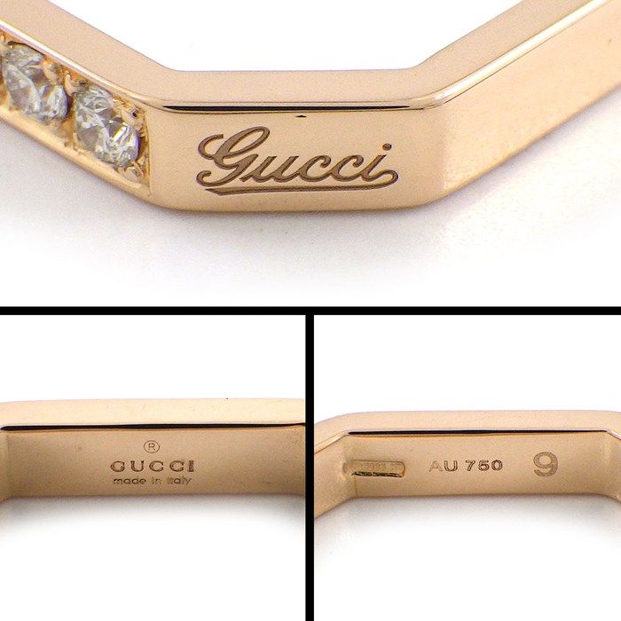 Gucci Ring Octagonal Square Logo Diamond 18k Pink Gold — view 3