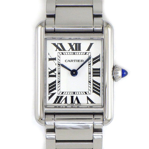 Cartier Watch Tank Must SM Rectangular Silver Dial Roman Index SS Quartz Analog