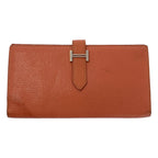 Hermes Bearn Souffle Leather Wallet Pink