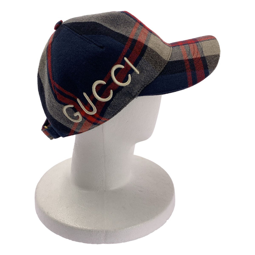Gucci Check Embroidery Cap XL Navy — view 4