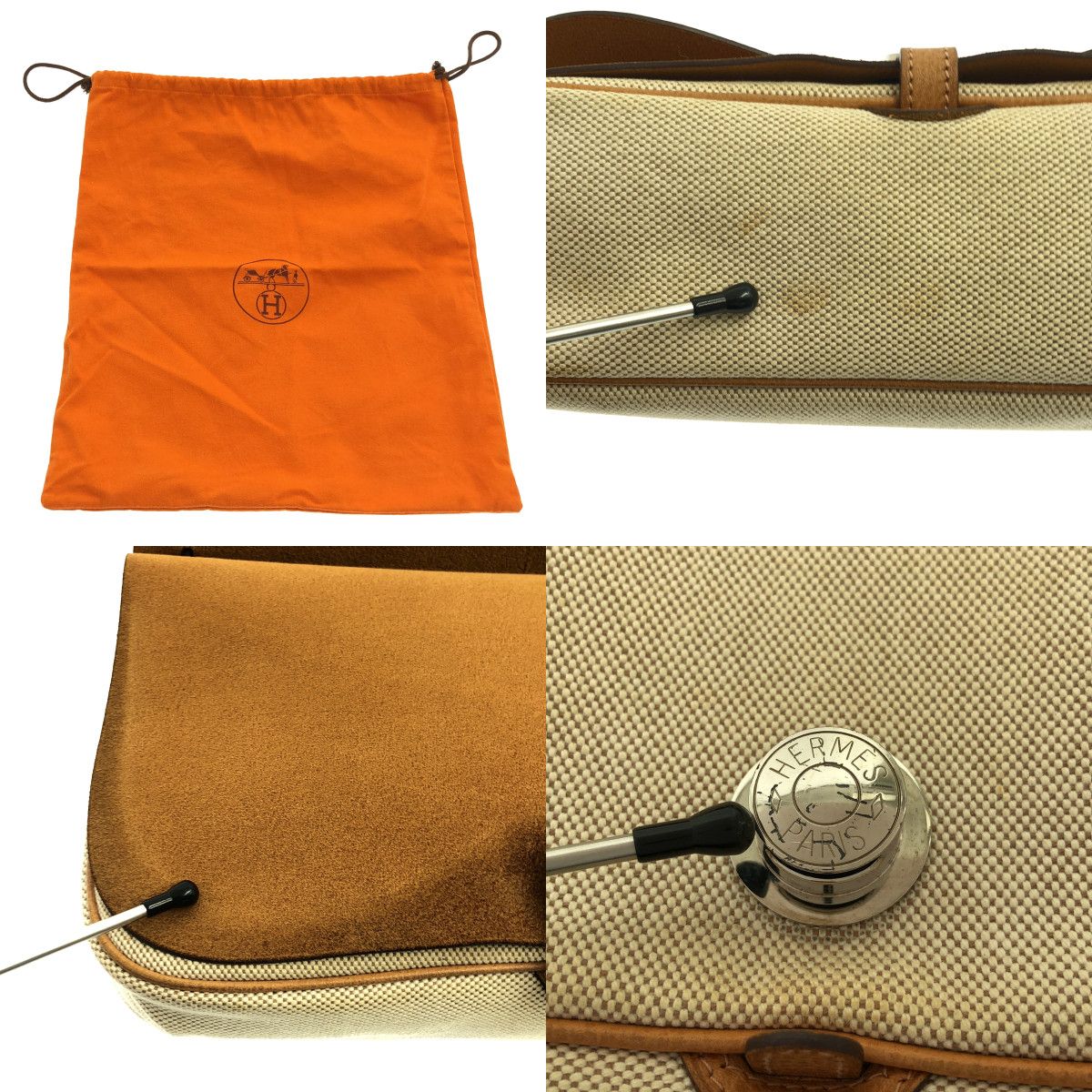 Hermes Sac Colorado PM Sac Toile Ash Shoulder Bag Brown Beige — view 8