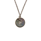 Hermes Bijouterie Fantaisie White Butterfly Coin Necklace Silver — view 2