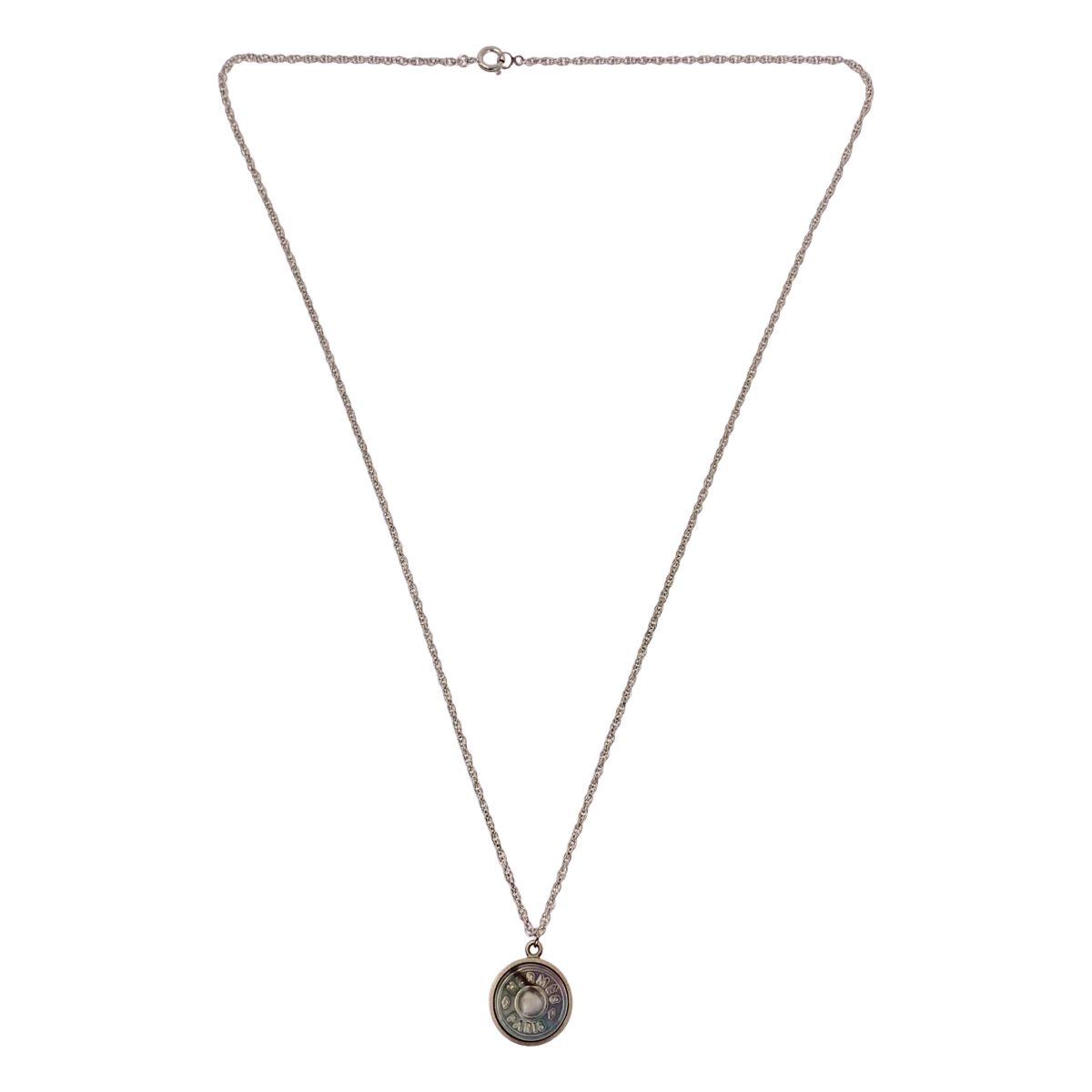 Hermes Bijouterie Fantaisie White Butterfly Coin Necklace Silver