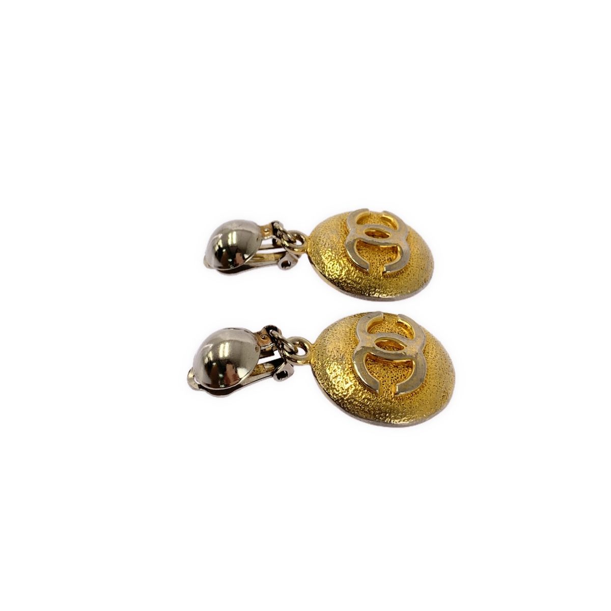 Chanel Vintage CC Logo Swing Earrings Gold — view 2