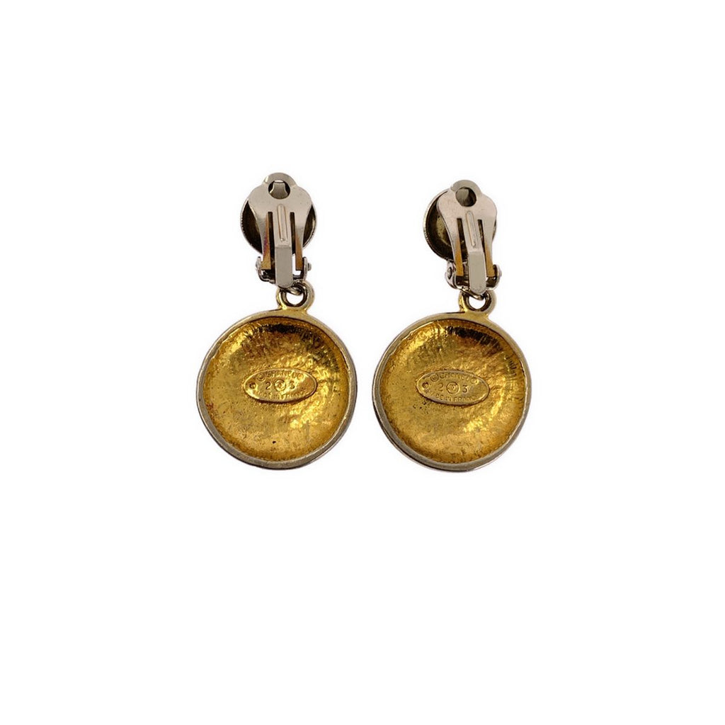 Chanel Vintage CC Logo Swing Earrings Gold — view 4