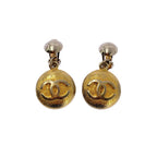 Chanel Vintage CC Logo Swing Earrings Gold