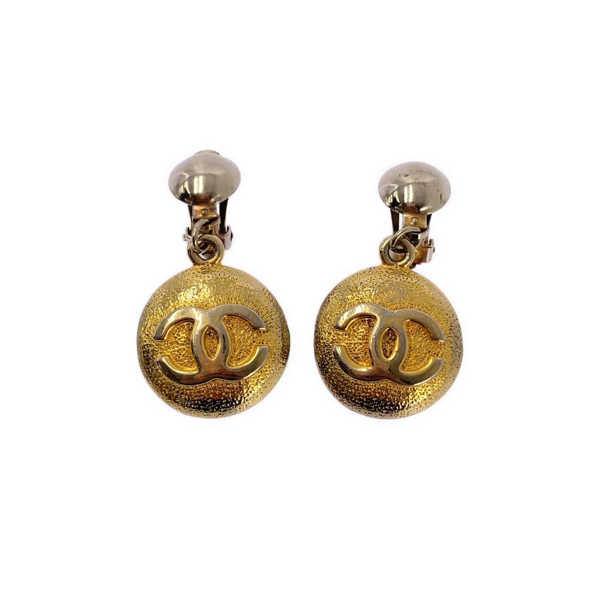 Chanel Vintage CC Logo Swing Earrings Gold