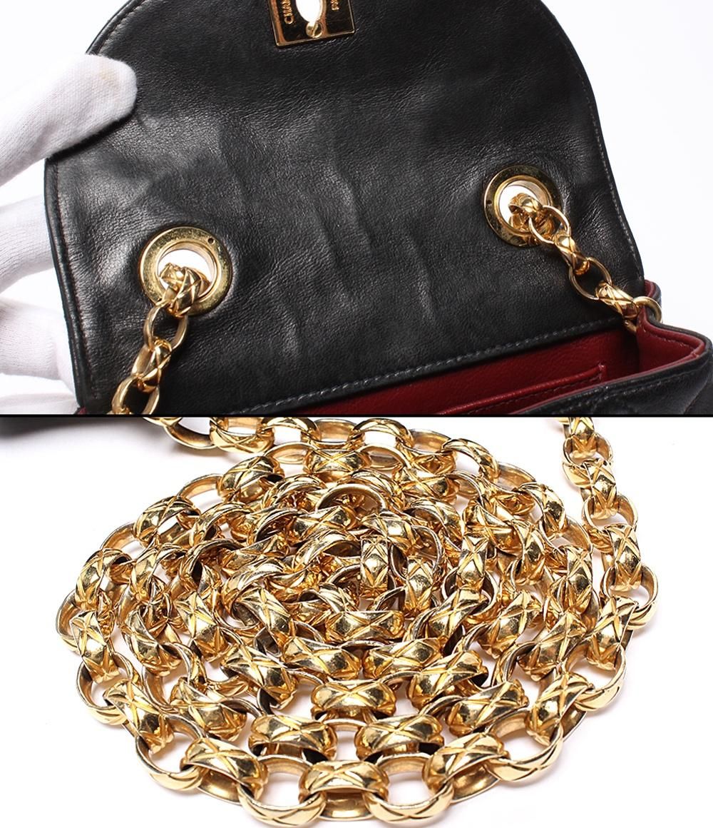 Chanel Chain Shoulder Bag Mini Quilted Gold Lambskin — view 8