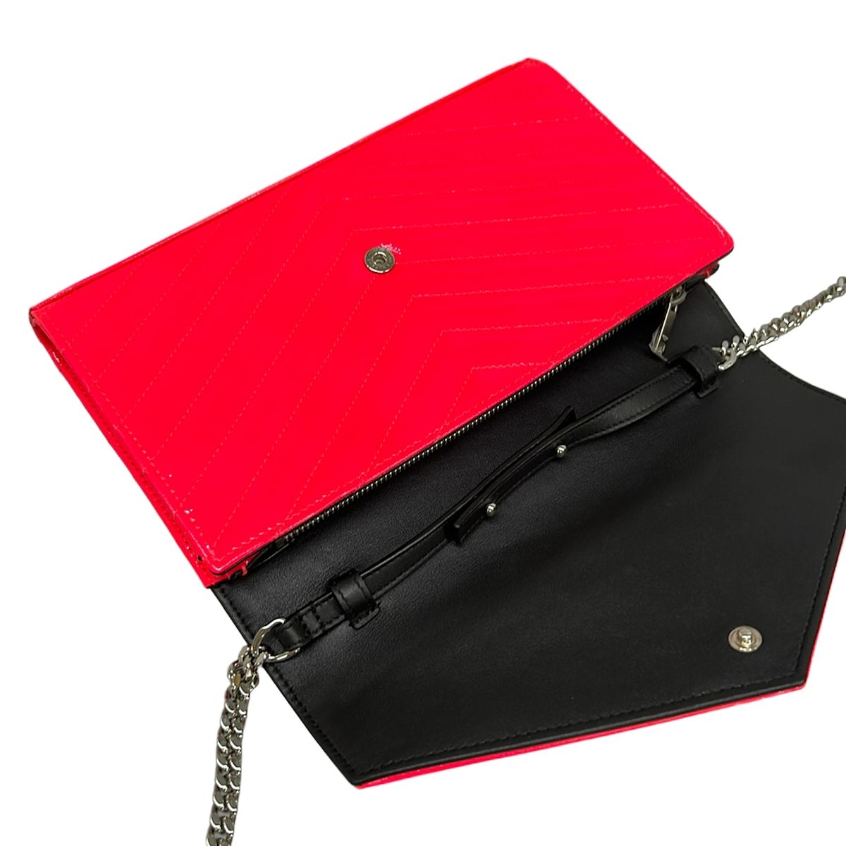Saint Laurent Paris Wallet Monogram Chain Pink Leather Shoulder — view 3