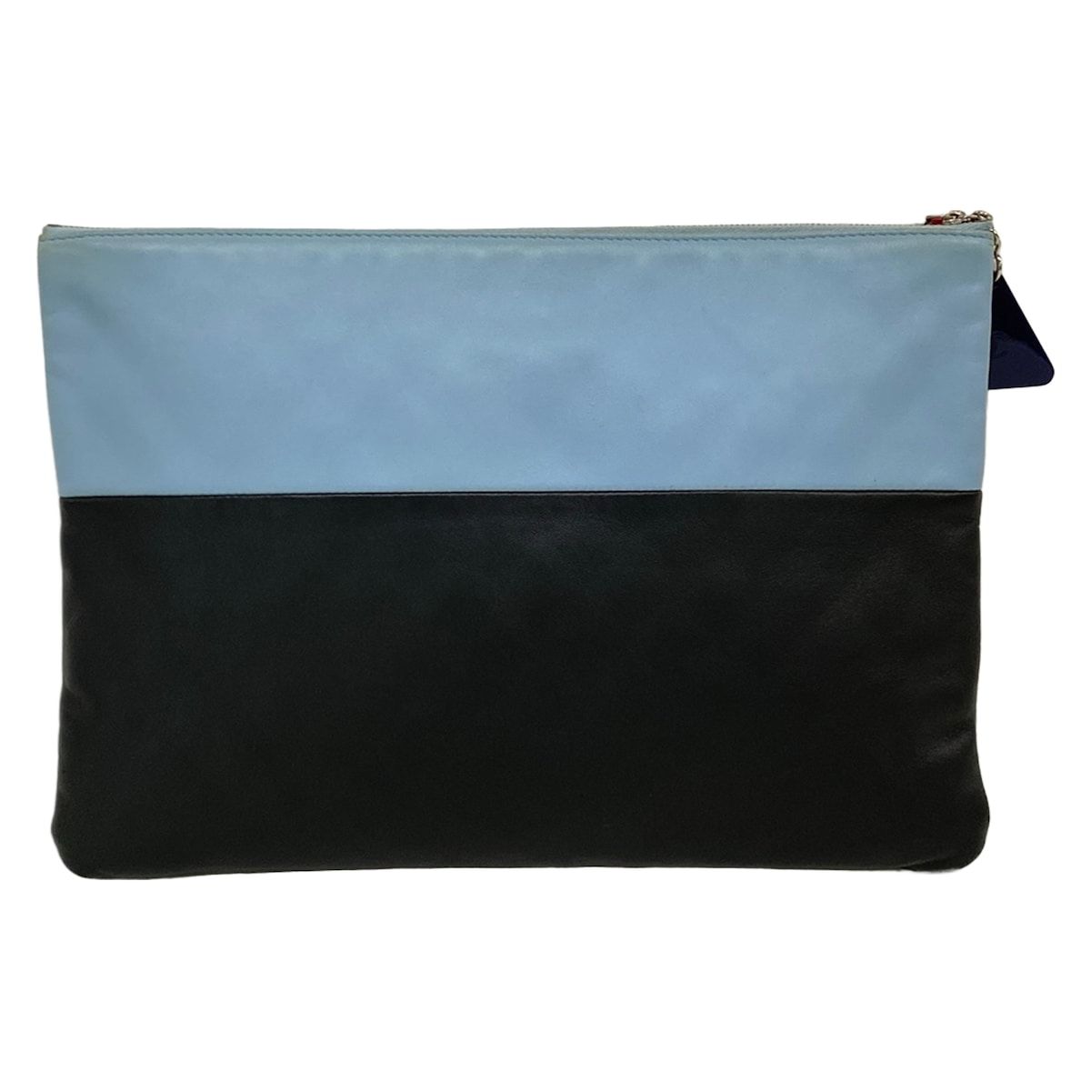 Chanel Clutch Air Line Light Blue Black Red Silver CC Logo Leather — view 3