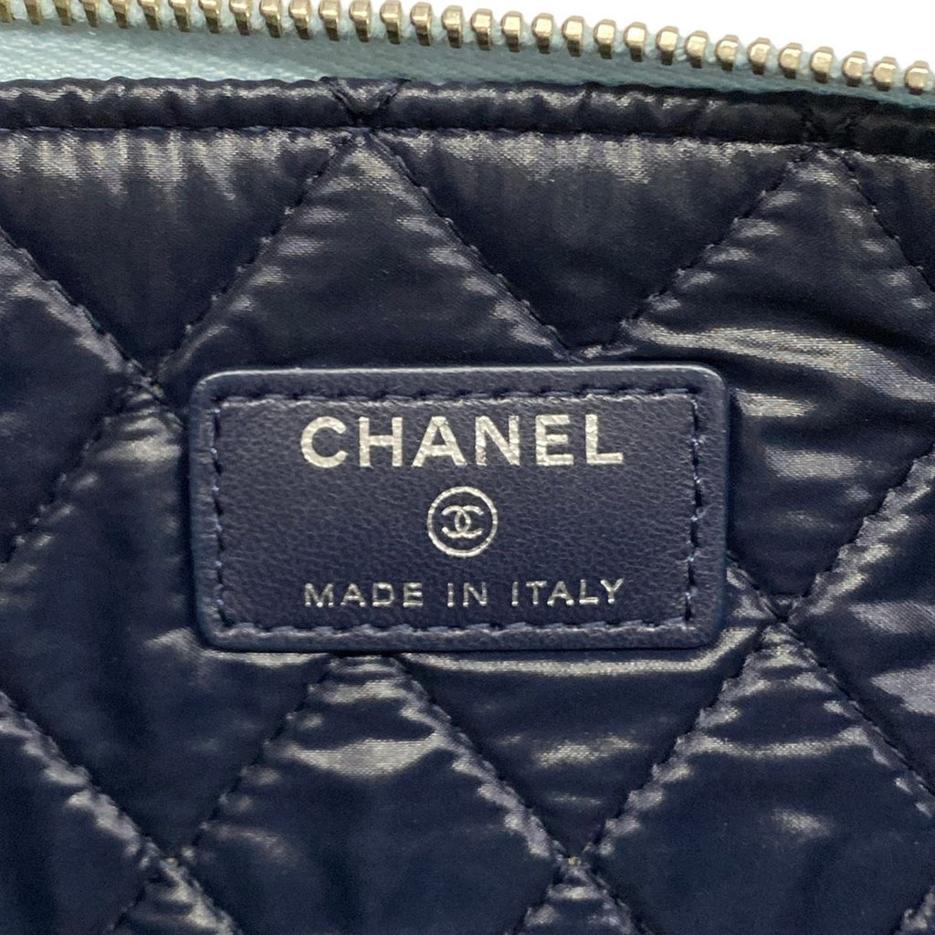 Chanel Clutch Air Line Light Blue Black Red Silver CC Logo Leather — view 9