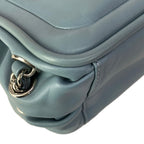 Chanel Shoulder Bag Blue Gray Chain Silver Leather — view 8