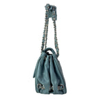 Chanel Shoulder Bag Blue Gray Chain Silver Leather — view 4