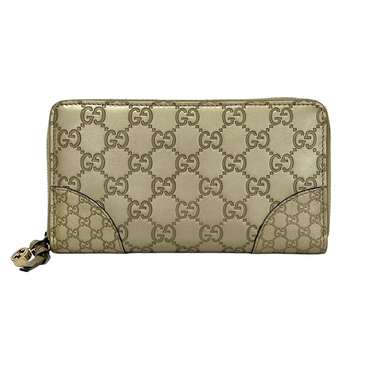 Gucci Wallet Gold Zip Around Leather