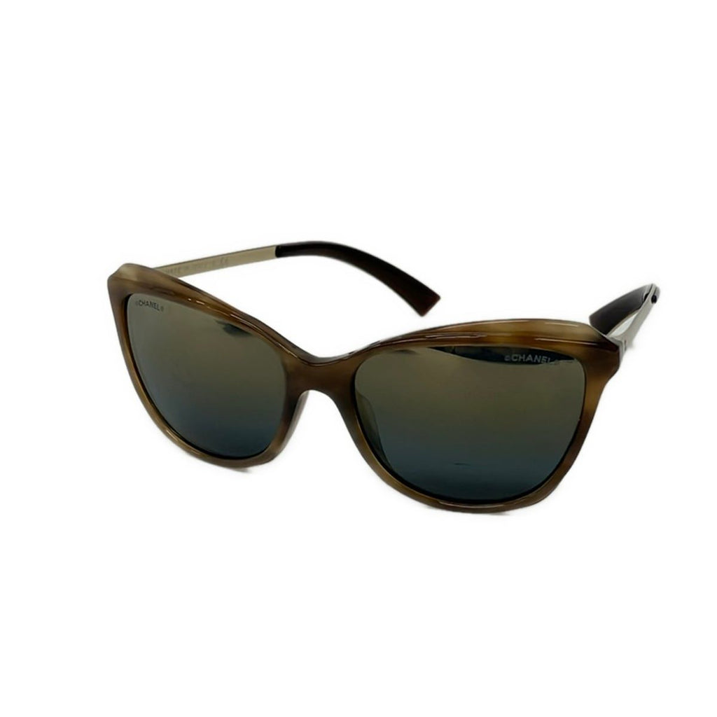 Chanel Sunglasses Dark Brown Gold Mirror Lens Eyewear