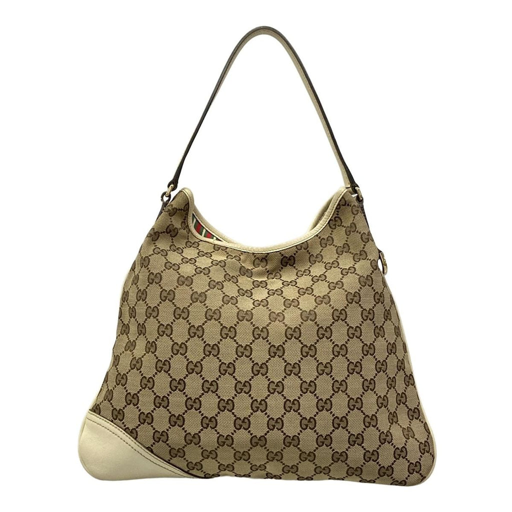 Gucci Shoulder Bag GG Pattern New Britt Dark Brown Beige Ivory Leather — view 3