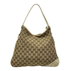 Gucci Shoulder Bag GG Pattern New Britt Dark Brown Beige Ivory Leather