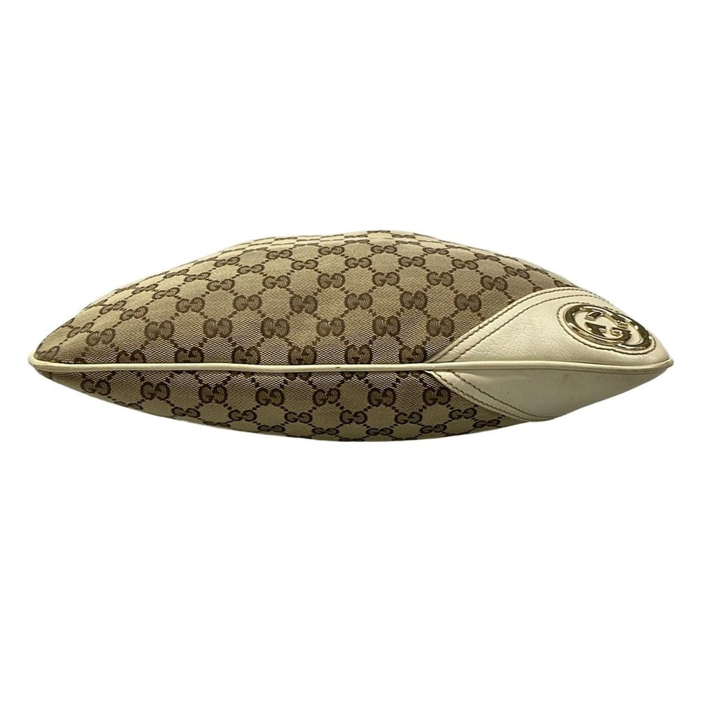Gucci Shoulder Bag GG Pattern New Britt Dark Brown Beige Ivory Leather — view 5