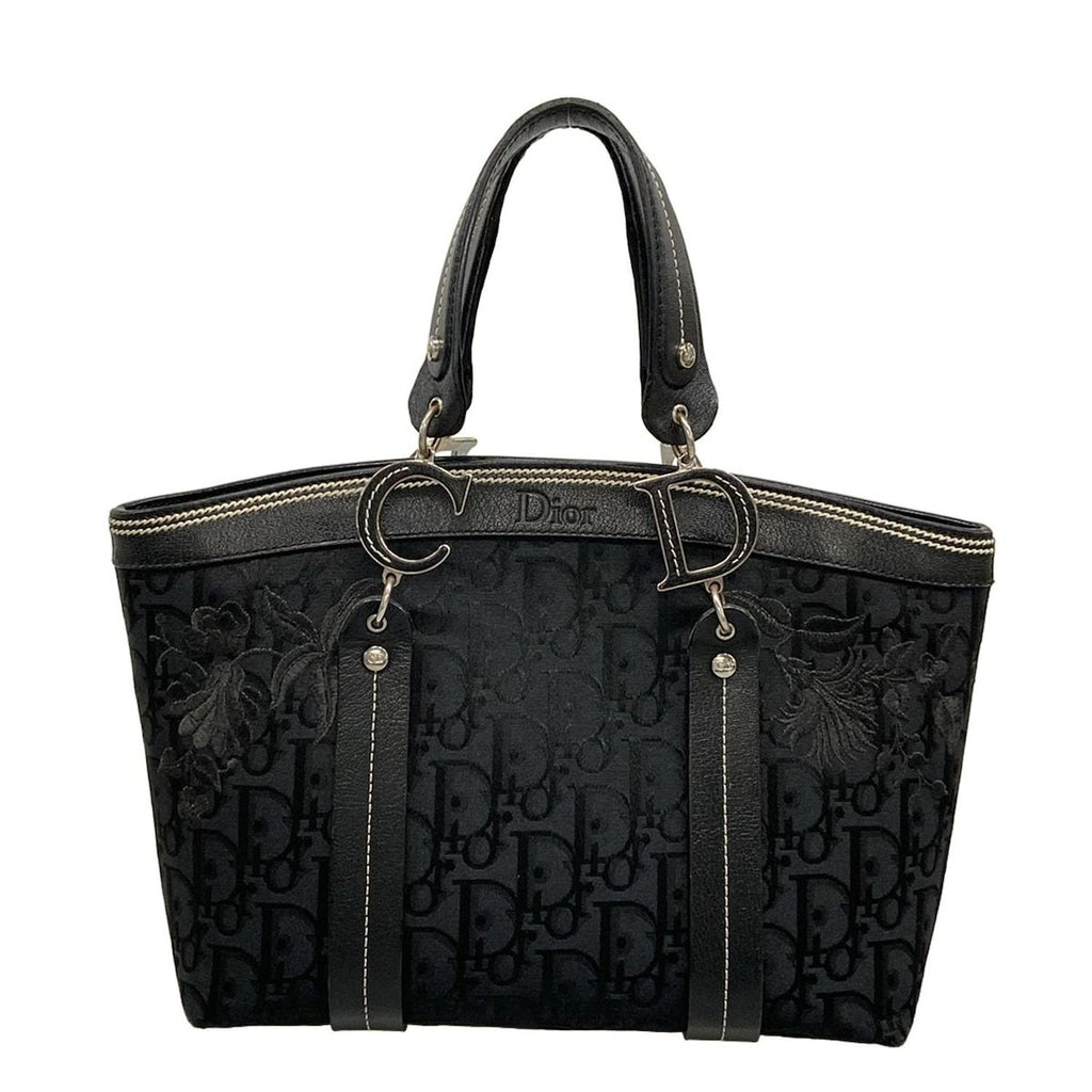 Dior Tote Flower Trotter Black Leather