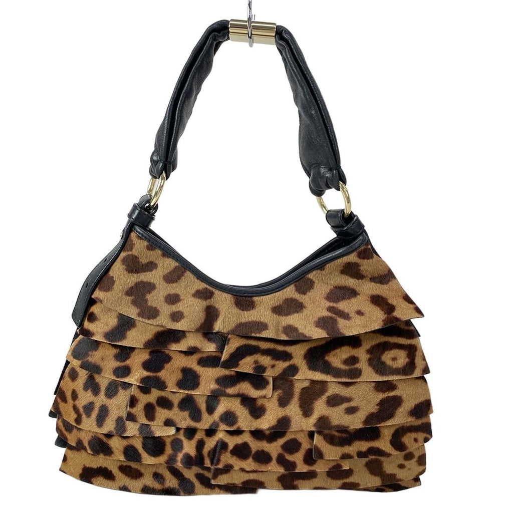 Saint Laurent Rive Gauche Handbag Tropez Dark Brown Beige Black Leopard Print