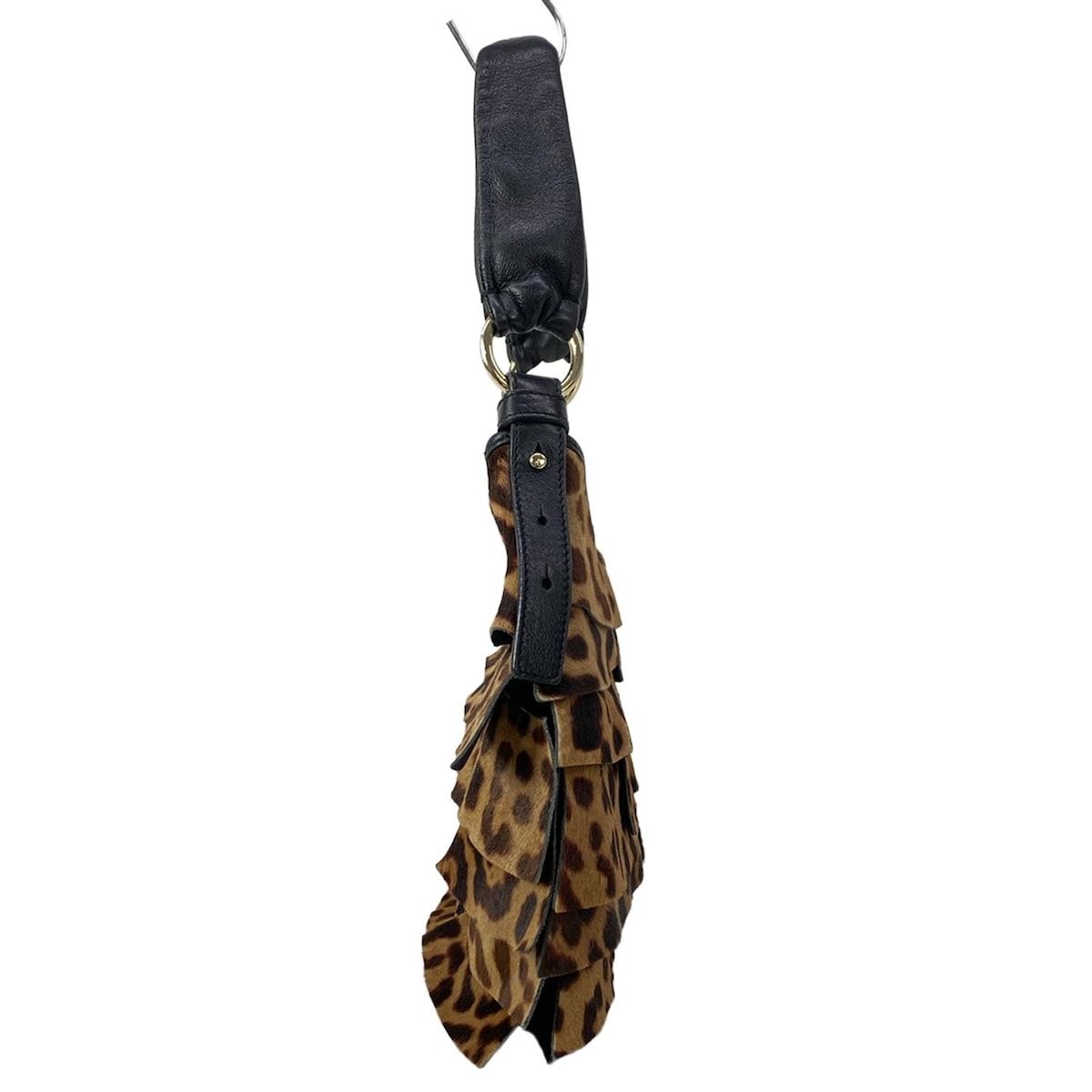 Saint Laurent Rive Gauche Handbag Tropez Dark Brown Beige Black Leopard Print — view 2