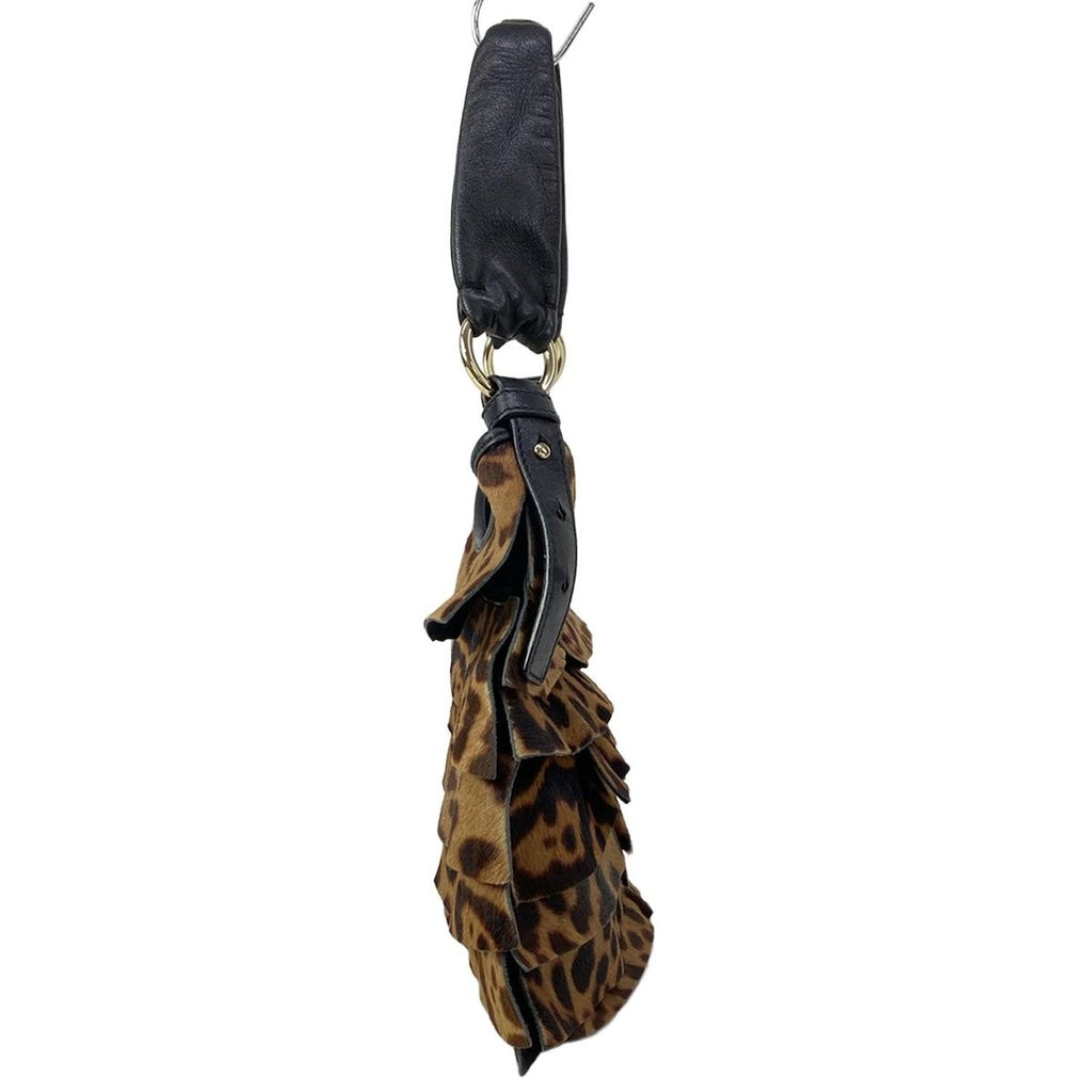 Saint Laurent Rive Gauche Handbag Tropez Dark Brown Beige Black Leopard Print — view 4