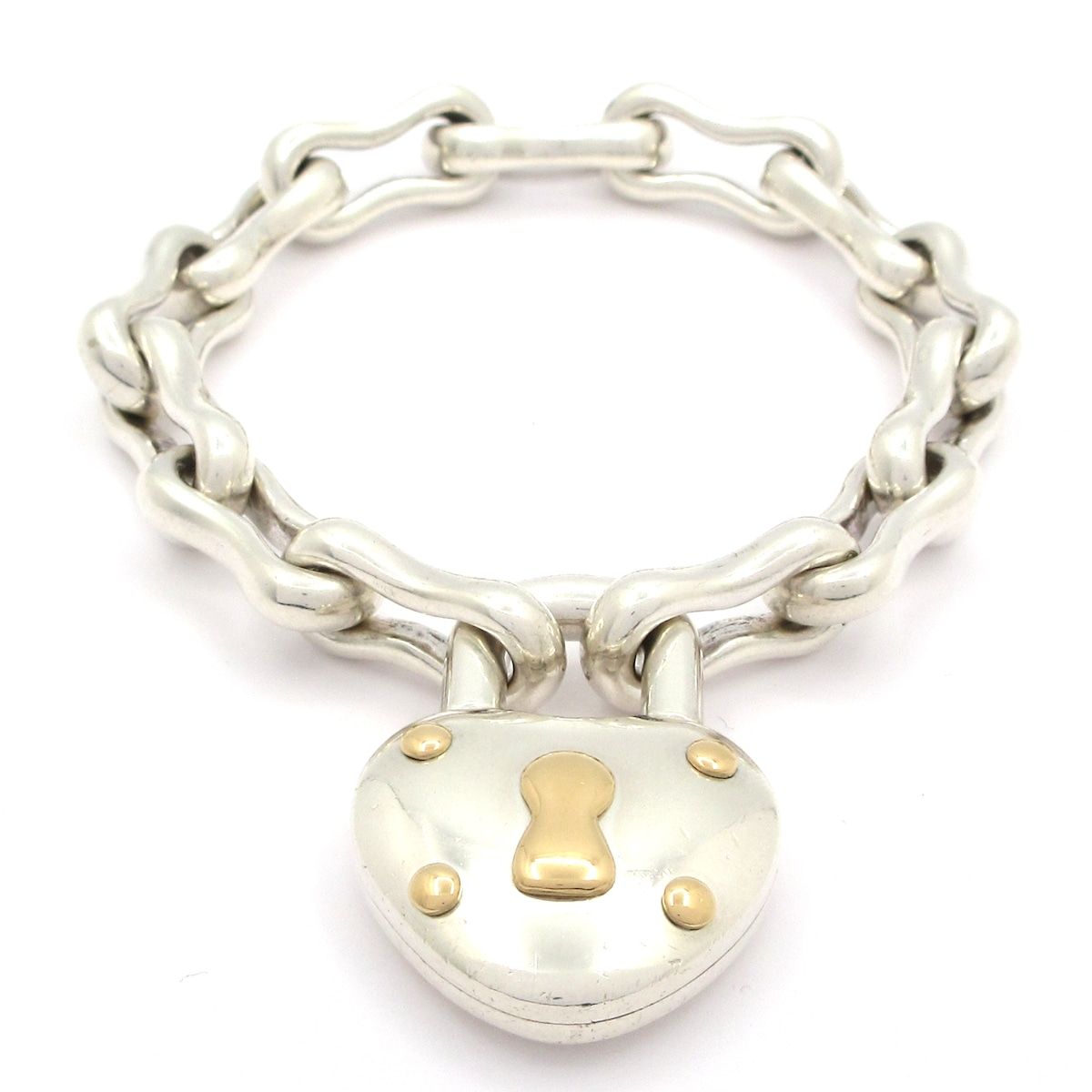 Hermes Bracelet Silver Gold Cadena Charm