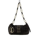 Saint Laurent Rive Gauche Shoulder Bag Parisienne Dark Brown Ring Chain Leather