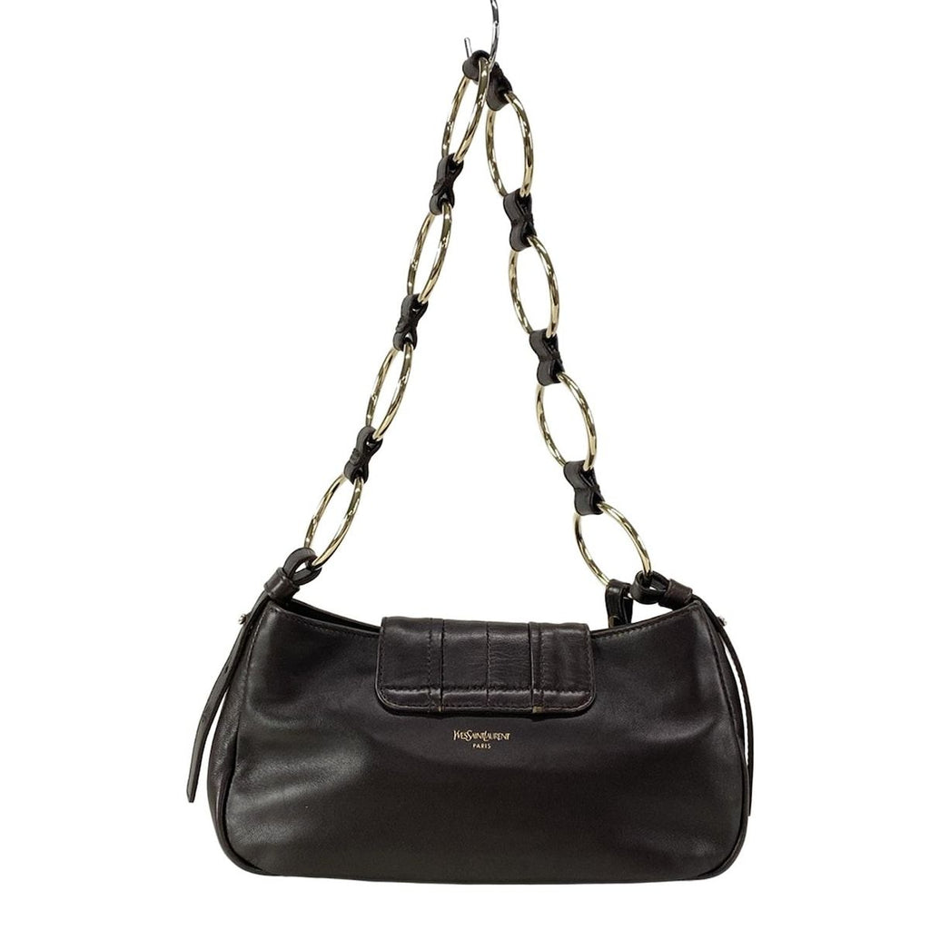 Saint Laurent Rive Gauche Shoulder Bag Parisienne Dark Brown Ring Chain Leather — view 3