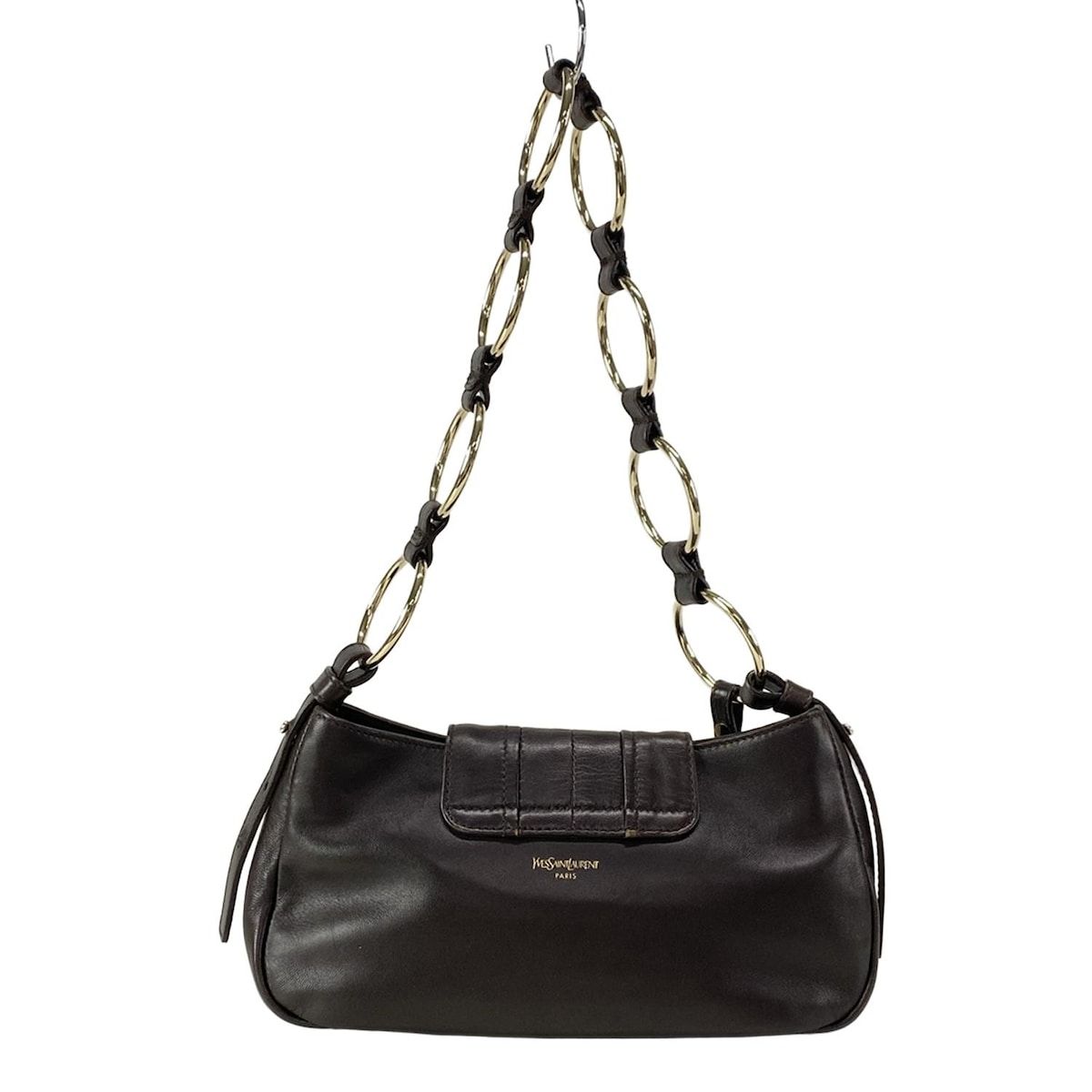 Saint Laurent Rive Gauche Shoulder Bag Parisienne Dark Brown Ring Chain Leather — view 3