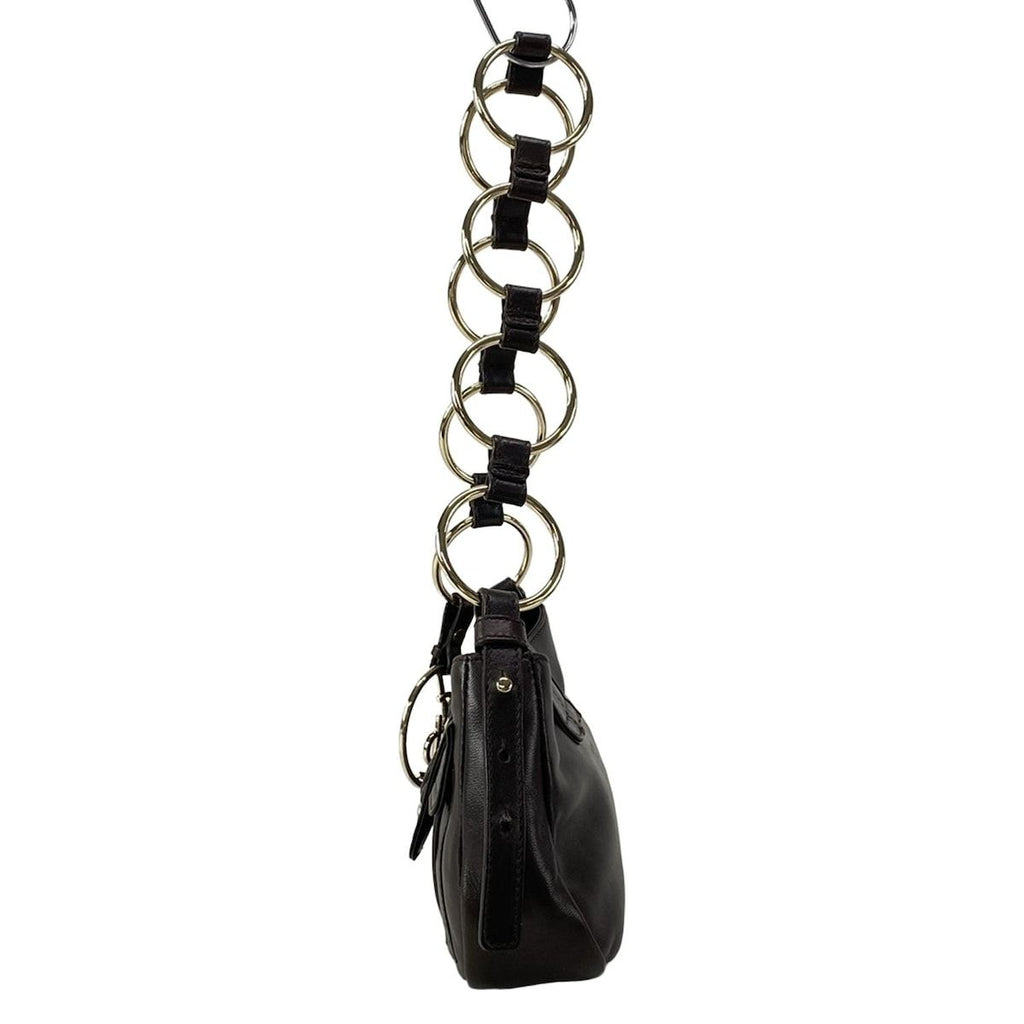 Saint Laurent Rive Gauche Shoulder Bag Parisienne Dark Brown Ring Chain Leather — view 4
