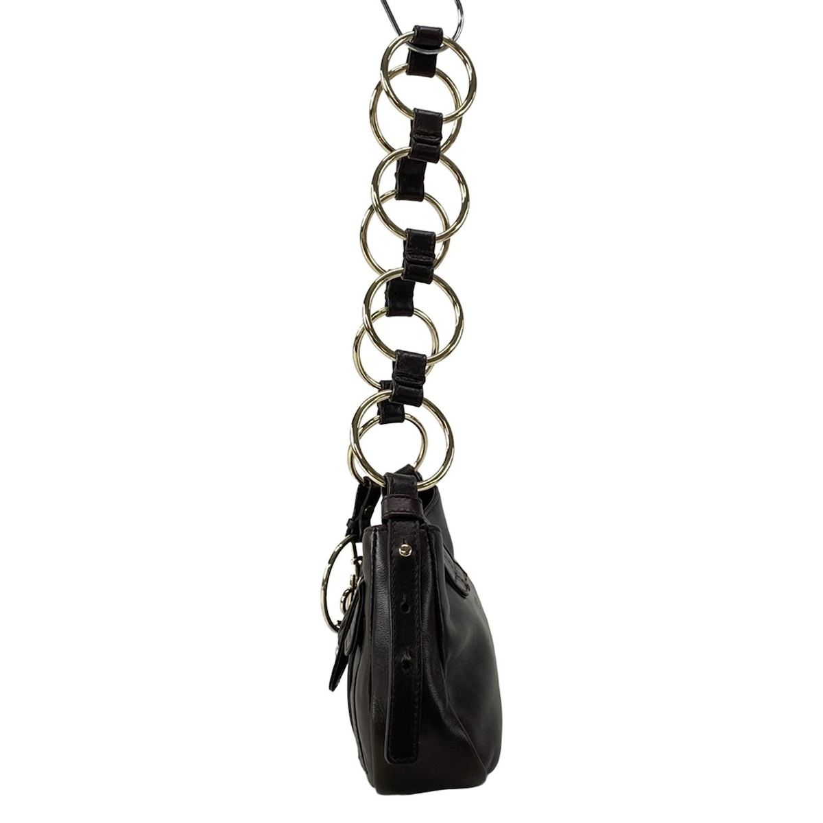 Saint Laurent Rive Gauche Shoulder Bag Parisienne Dark Brown Ring Chain Leather — view 4