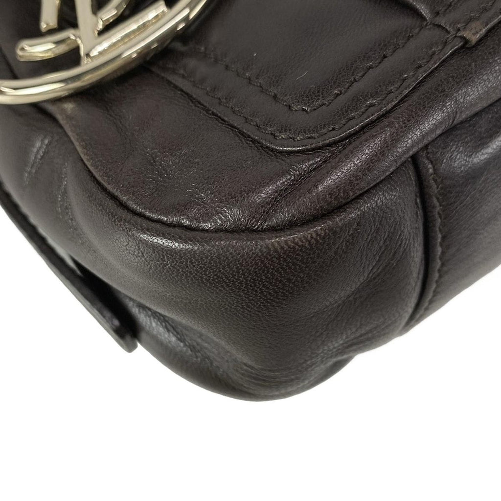 Saint Laurent Rive Gauche Shoulder Bag Parisienne Dark Brown Ring Chain Leather — view 6