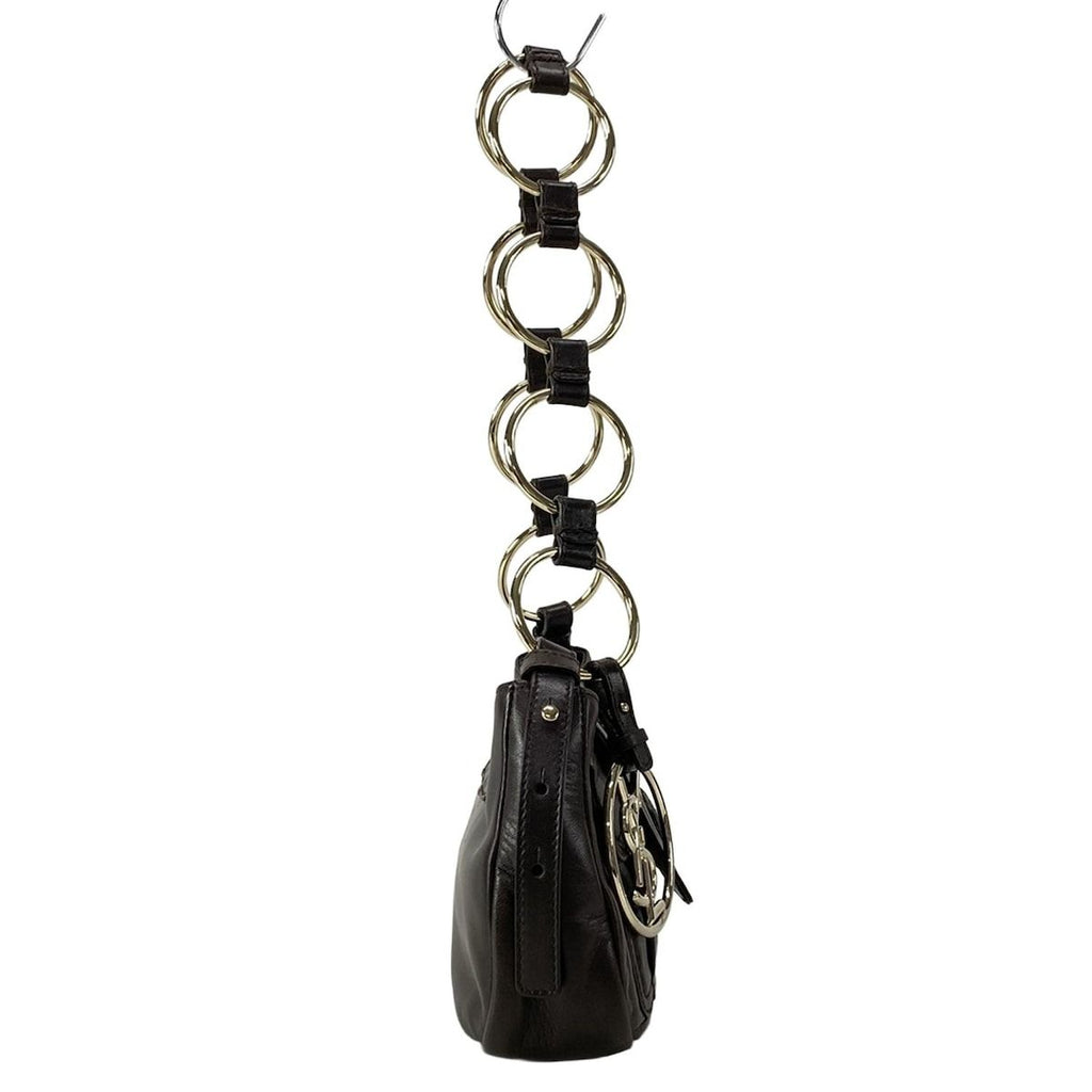 Saint Laurent Rive Gauche Shoulder Bag Parisienne Dark Brown Ring Chain Leather — view 2