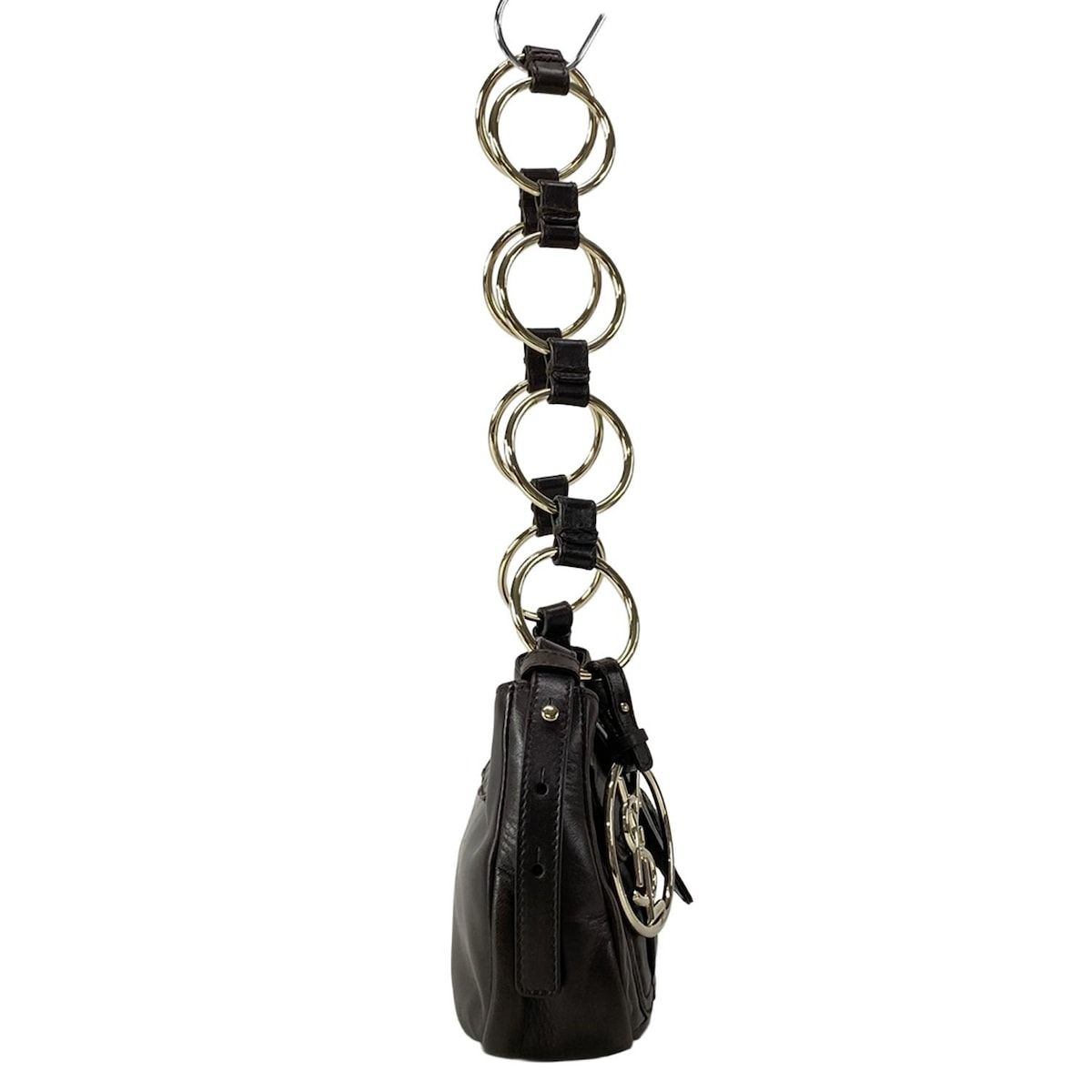 Saint Laurent Rive Gauche Shoulder Bag Parisienne Dark Brown Ring Chain Leather — view 2