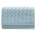Bottega Veneta Card Case Intrecciato Light Blue Leather