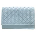 Bottega Veneta Card Case Intrecciato Light Blue Leather