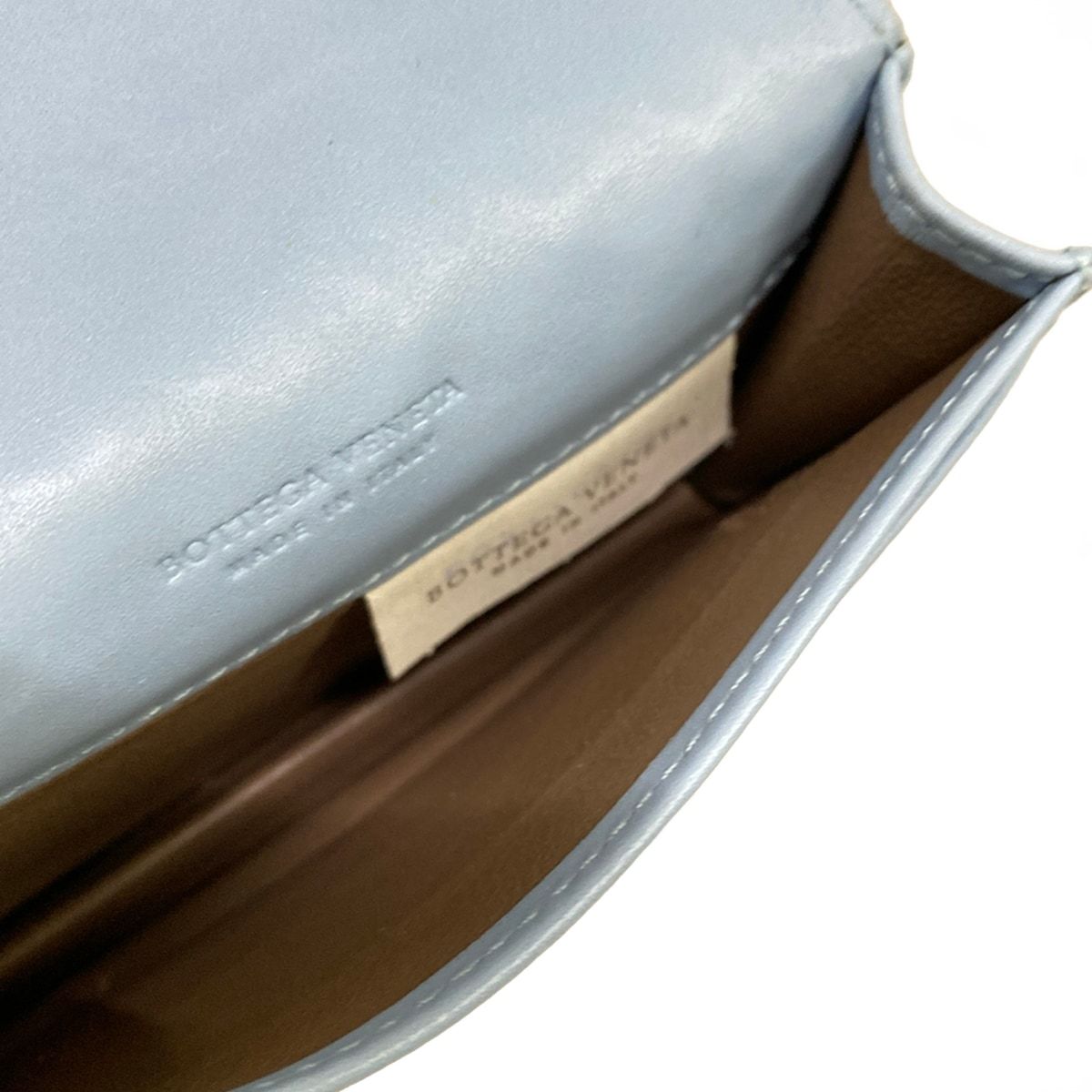 Bottega Veneta Card Case Intrecciato Light Blue Leather — view 3