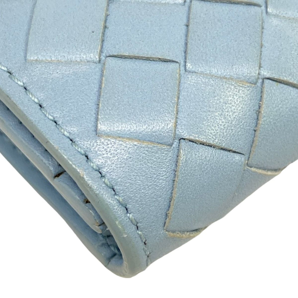 Bottega Veneta Card Case Intrecciato Light Blue Leather — view 5